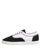 Dolce & Gabbana Black Cotton Canvas Lace Up Men Sneakers Shoes - Zeiniez