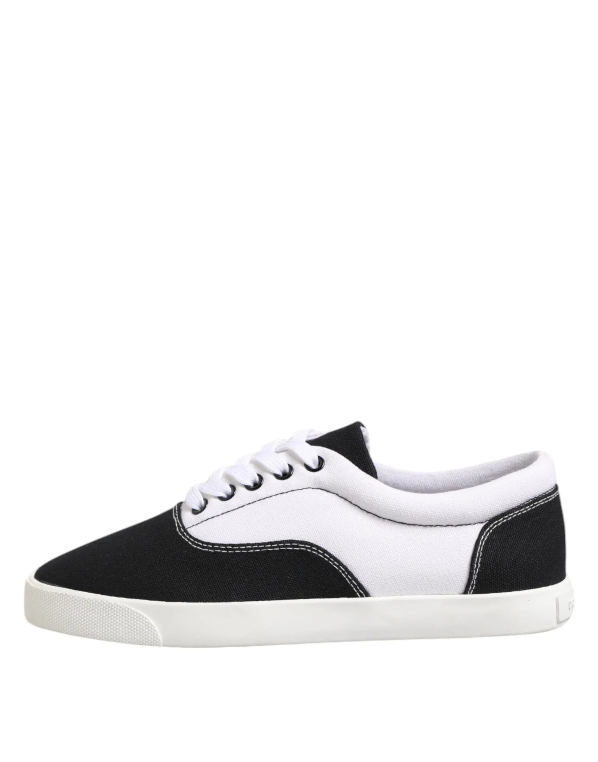 Dolce & Gabbana Black Cotton Canvas Lace Up Men Sneakers Shoes - Zeiniez