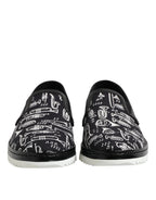 Dolce & Gabbana Black Slip On Printed Men Loafers Shoes - Zeiniez