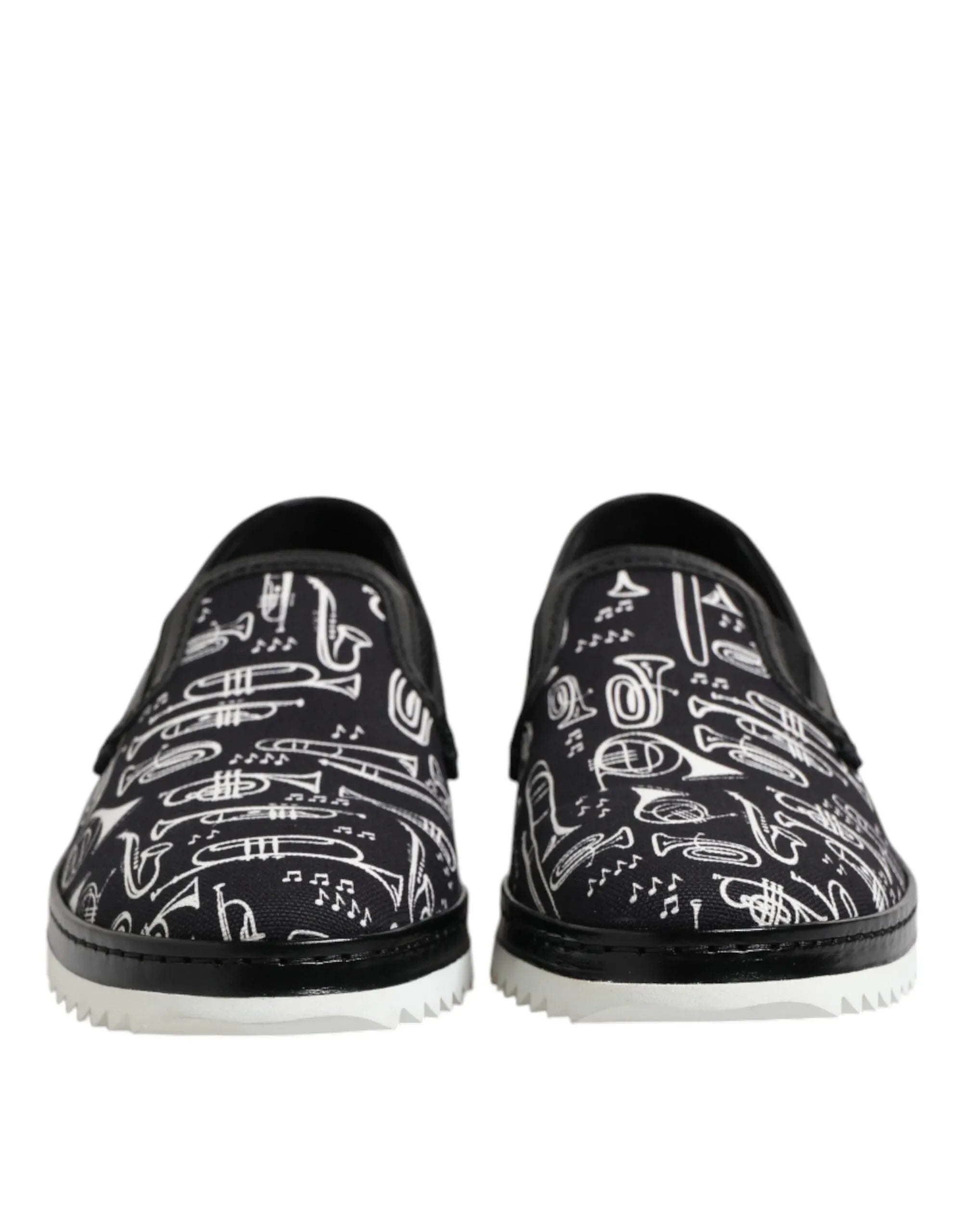 Dolce & Gabbana Black Slip On Printed Men Loafers Shoes - Zeiniez