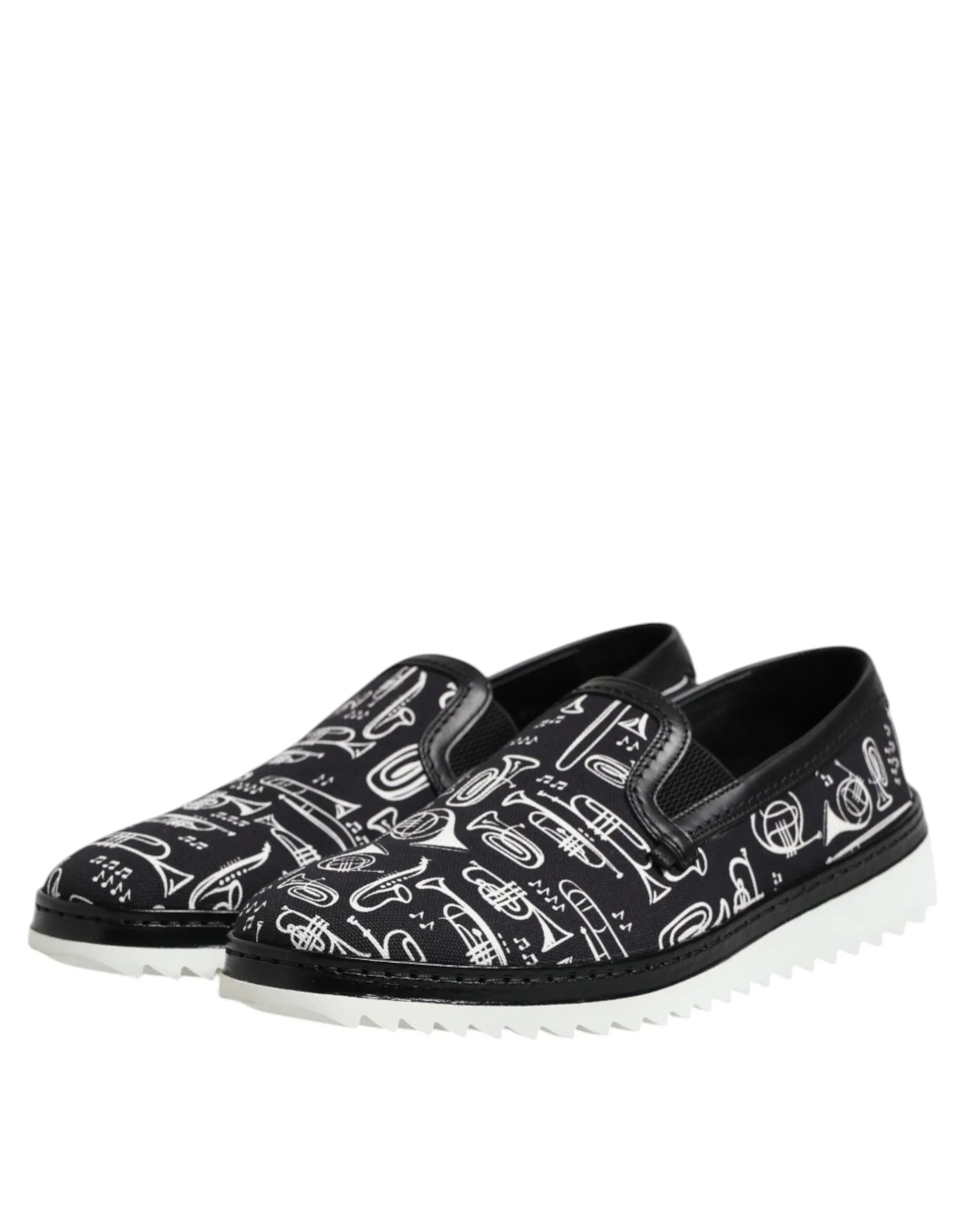Dolce & Gabbana Black Slip On Printed Men Loafers Shoes - Zeiniez