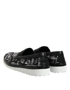 Dolce & Gabbana Black Slip On Printed Men Loafers Shoes - Zeiniez
