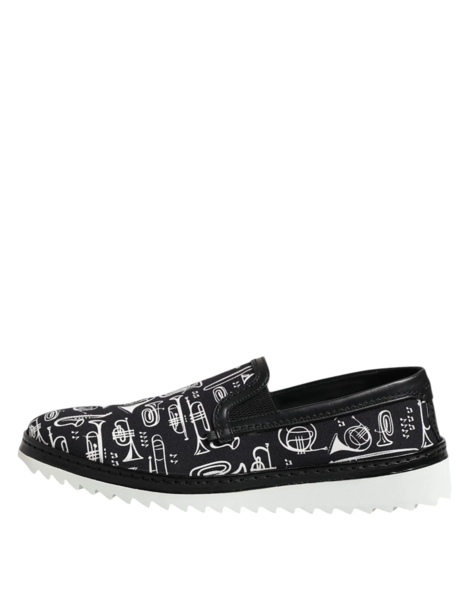 Dolce & Gabbana Black Slip On Printed Men Loafers Shoes - Zeiniez