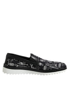 Dolce & Gabbana Black Slip On Printed Men Loafers Shoes