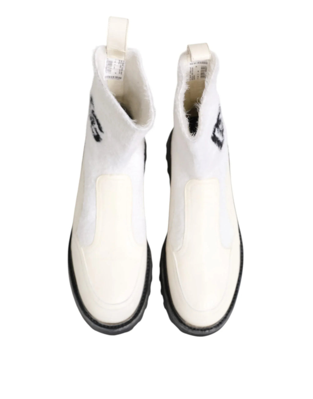 Dolce & Gabbana White Beige DG Logo Mid Calf Boots Shoes - Zeiniez