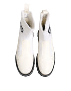 Dolce & Gabbana White Beige DG Logo Mid Calf Boots Shoes - Zeiniez