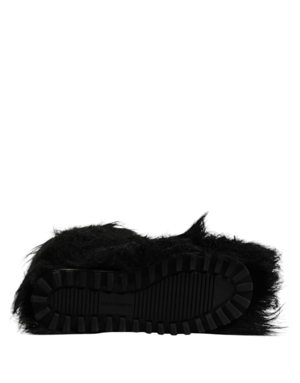 Dolce & Gabbana Black Faux Fur Mid Calf Boots Shoes