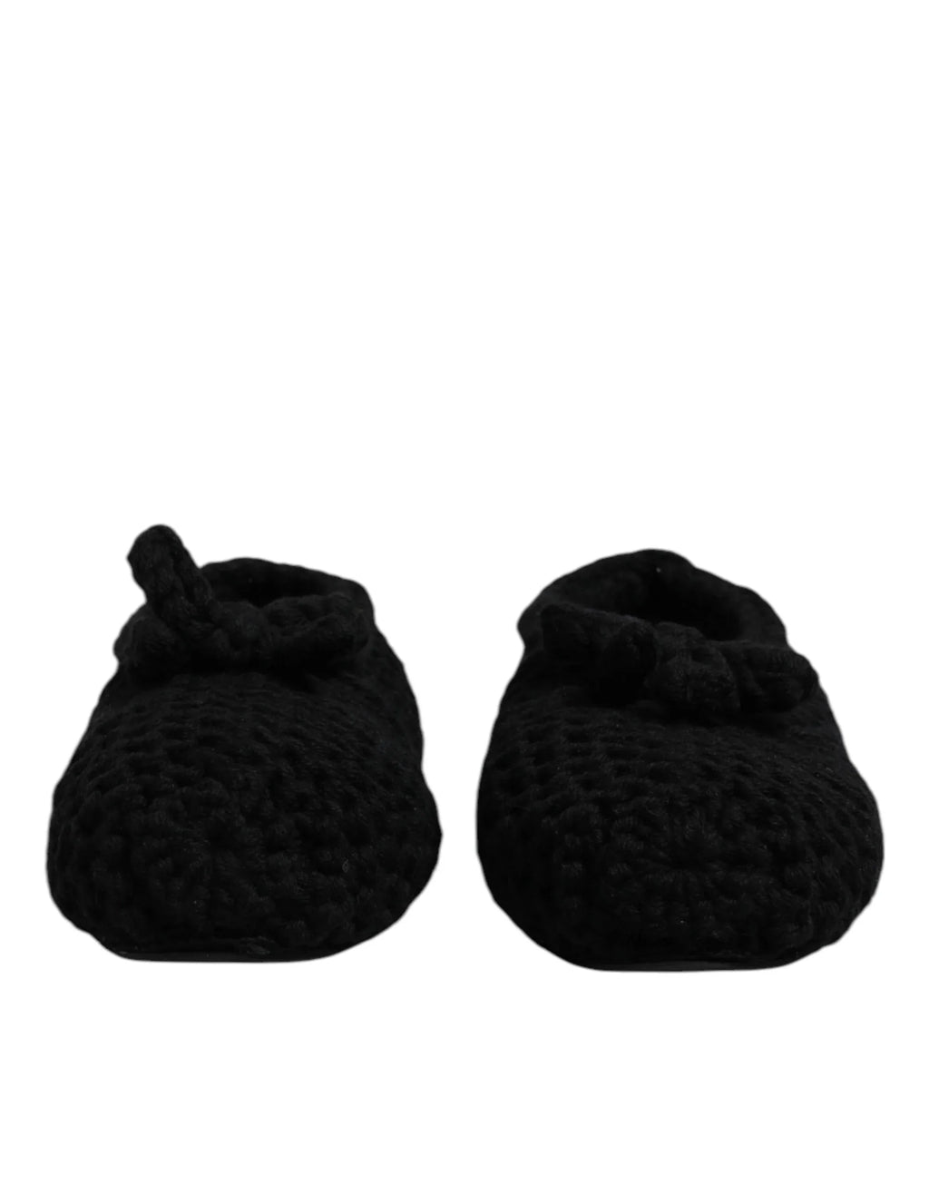 Dolce & Gabbana Black Wool Slip On Flats Ballerina Shoes - Zeiniez