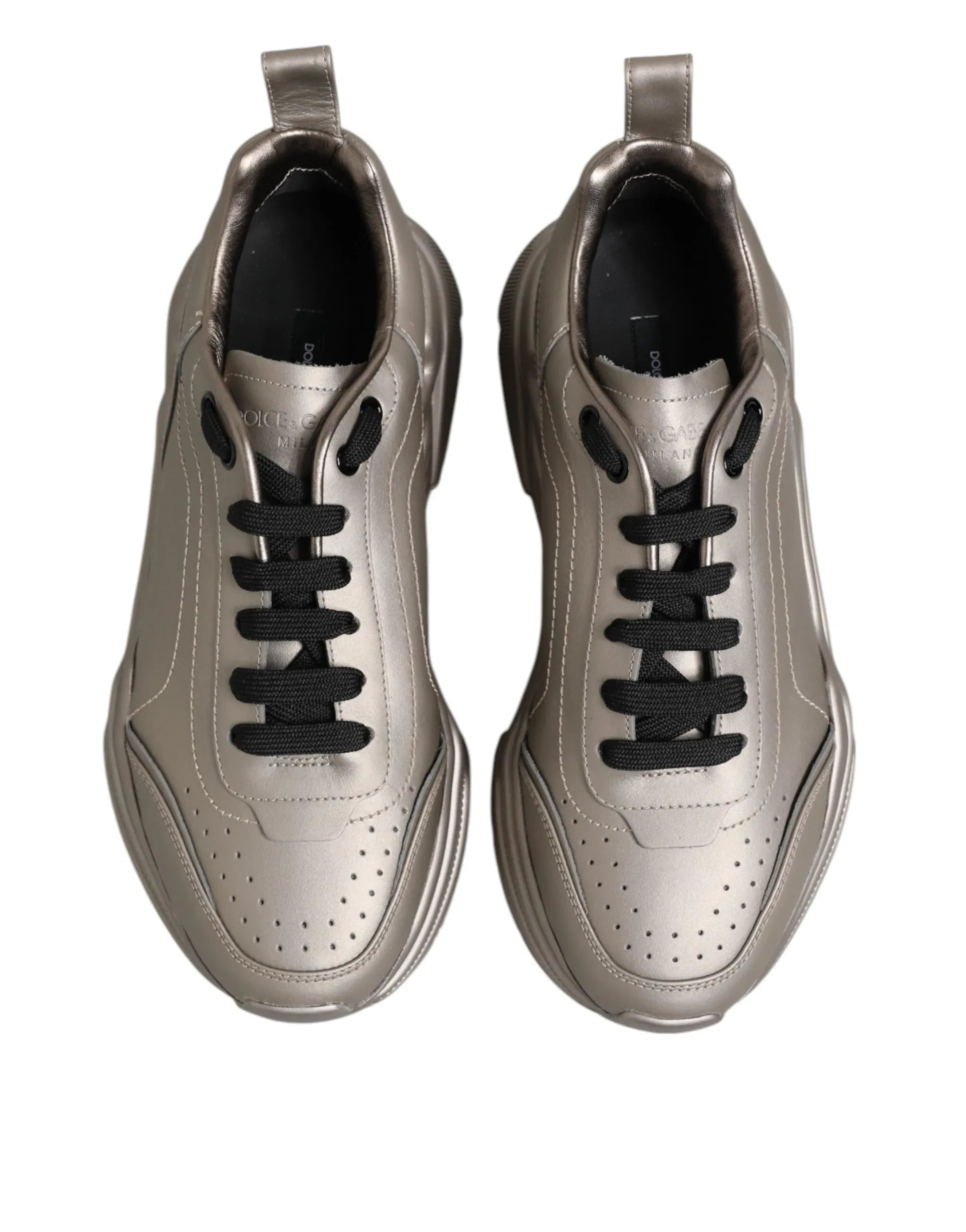 Dolce & Gabbana Silver DAYMASTER Leather Men Sneakers Shoes - Zeiniez