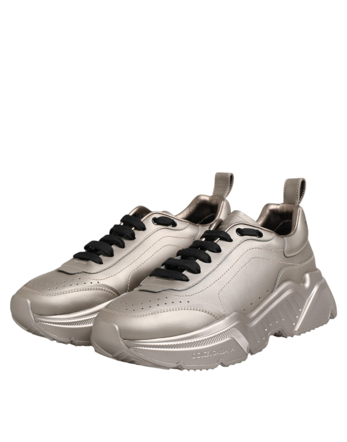 Dolce & Gabbana Silver DAYMASTER Leather Men Sneakers Shoes