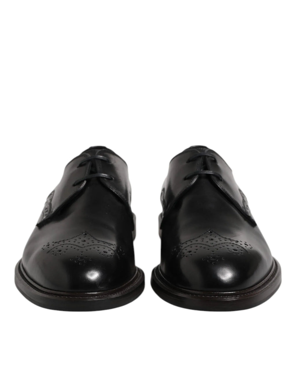 Dolce & Gabbana Black Leather Derby Wingtip Formal Shoes - Zeiniez