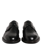 Dolce & Gabbana Black Leather Derby Wingtip Formal Shoes - Zeiniez