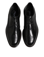 Dolce & Gabbana Black Leather Derby Wingtip Formal Shoes - Zeiniez