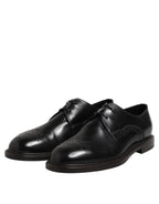 Dolce & Gabbana Black Leather Derby Wingtip Formal Shoes - Zeiniez