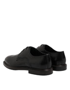 Dolce & Gabbana Black Leather Derby Wingtip Formal Shoes - Zeiniez