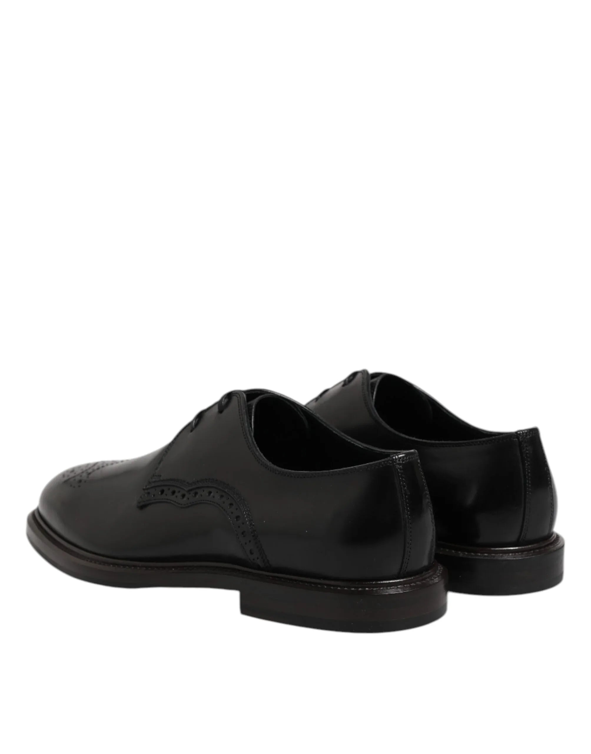 Dolce & Gabbana Black Leather Derby Wingtip Formal Shoes - Zeiniez
