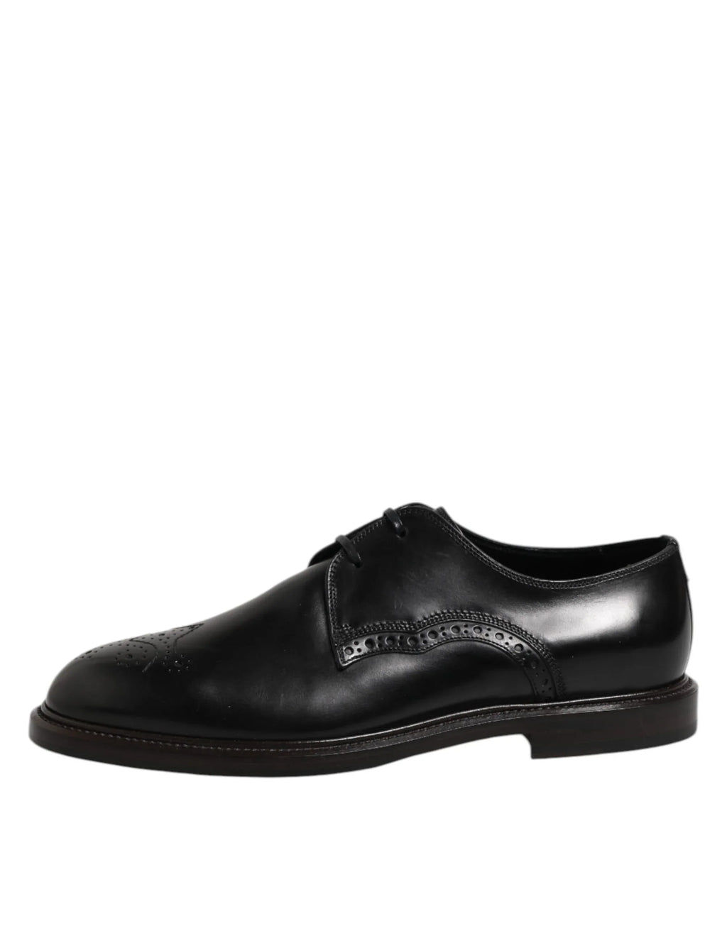 Dolce & Gabbana Black Leather Derby Wingtip Formal Shoes - Zeiniez