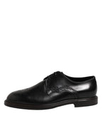Dolce & Gabbana Black Leather Derby Wingtip Formal Shoes - Zeiniez