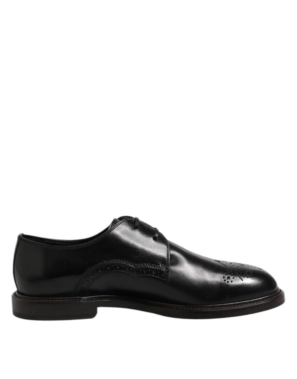 Dolce & Gabbana Black Leather Derby Wingtip Formal Shoes - Zeiniez
