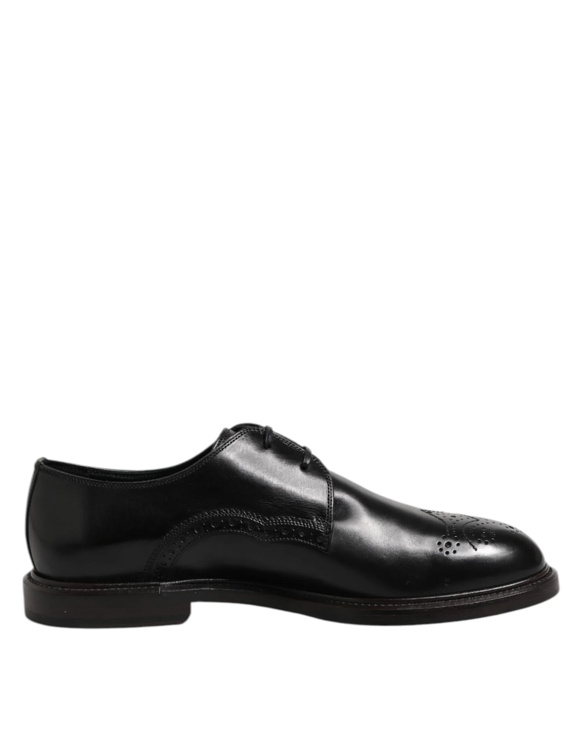 Dolce & Gabbana Black Leather Derby Wingtip Formal Shoes - Zeiniez