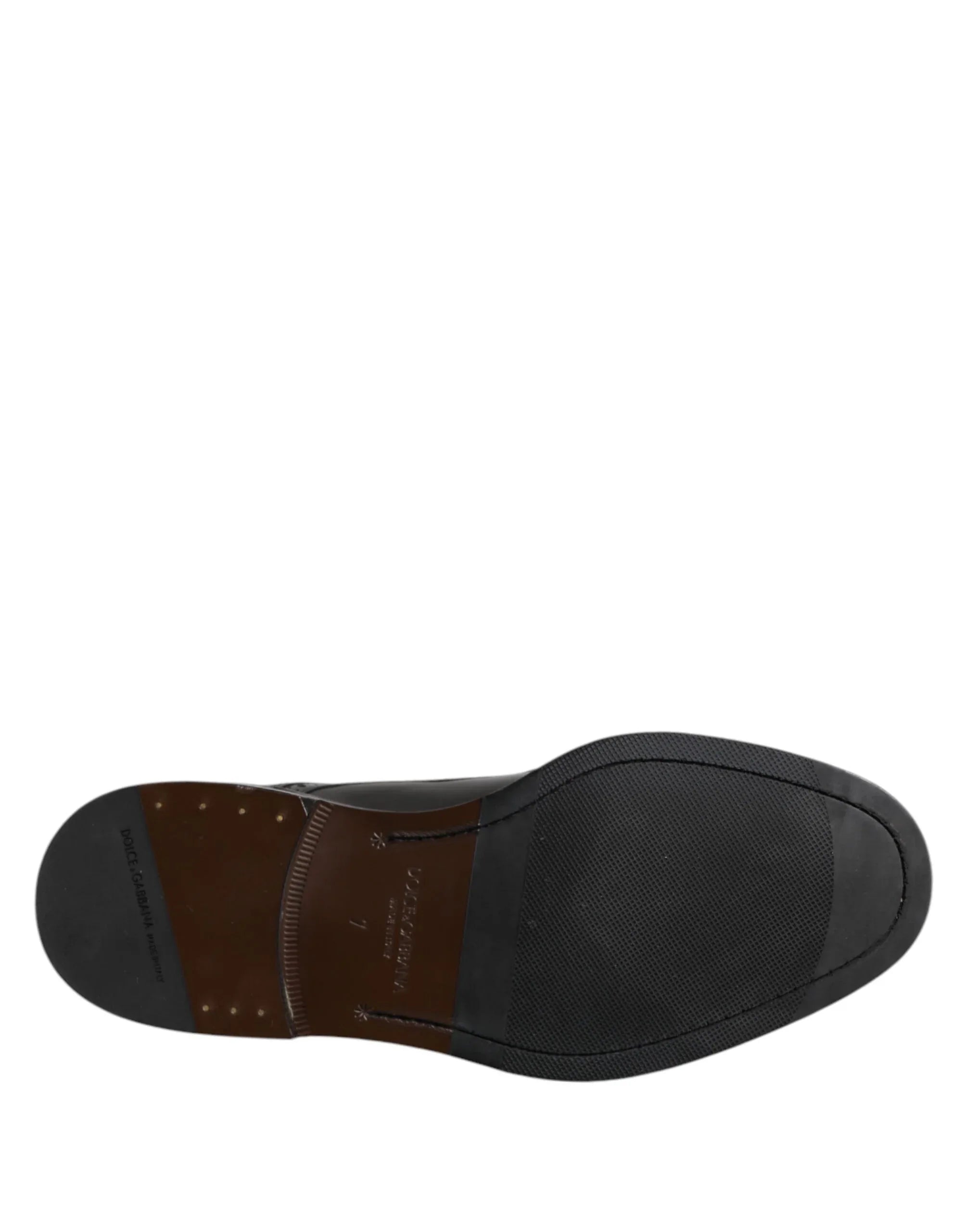 Dolce & Gabbana Black Leather Derby Wingtip Formal Shoes - Zeiniez