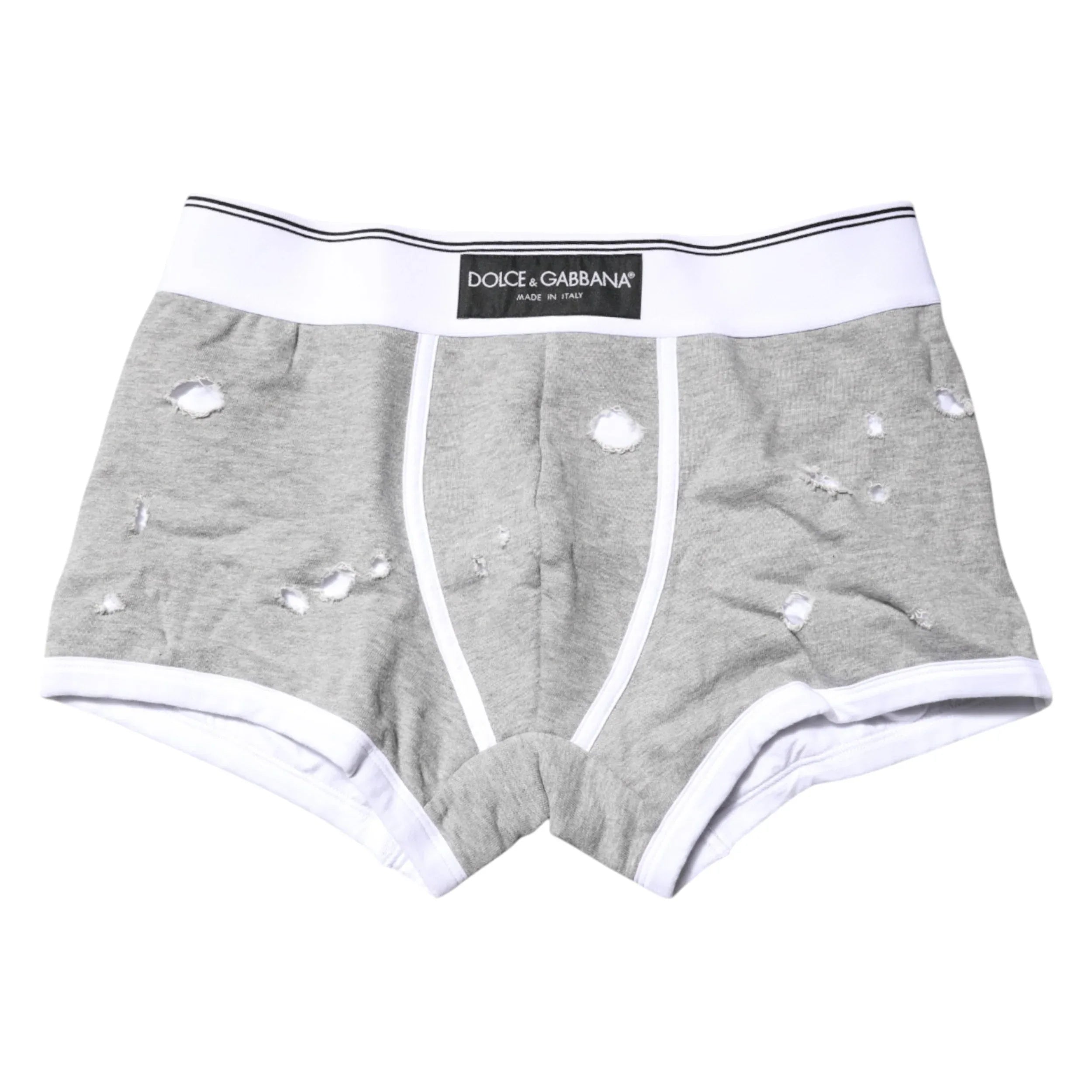 Dolce & Gabbana Gray Cotton Stretch Regular Boxer Underwear - Zeiniez
