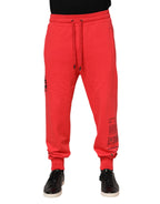 Dolce & Gabbana Red Cotton Men Jogger Sweatpants Pants - Zeiniez