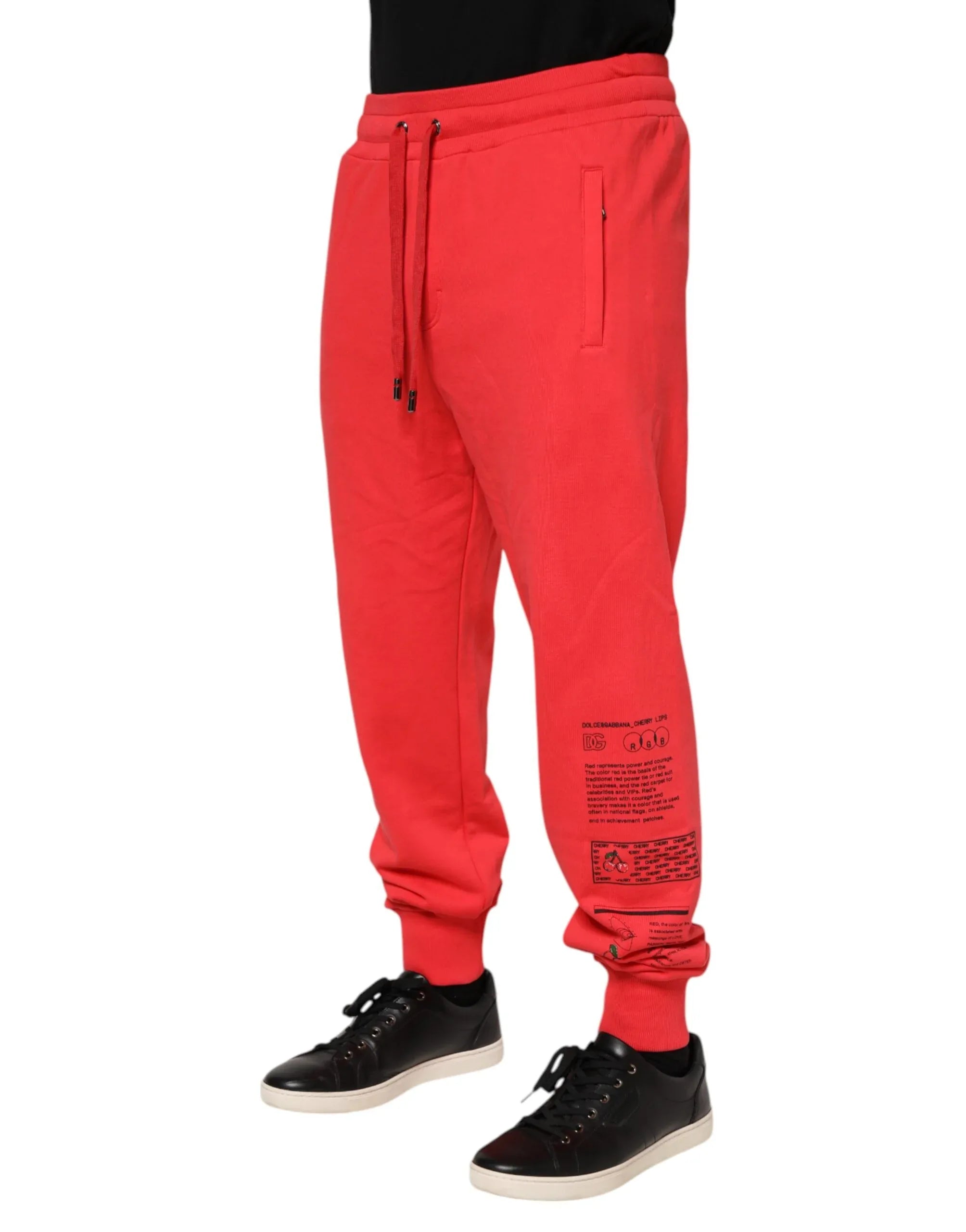 Dolce & Gabbana Red Cotton Men Jogger Sweatpants Pants - Zeiniez
