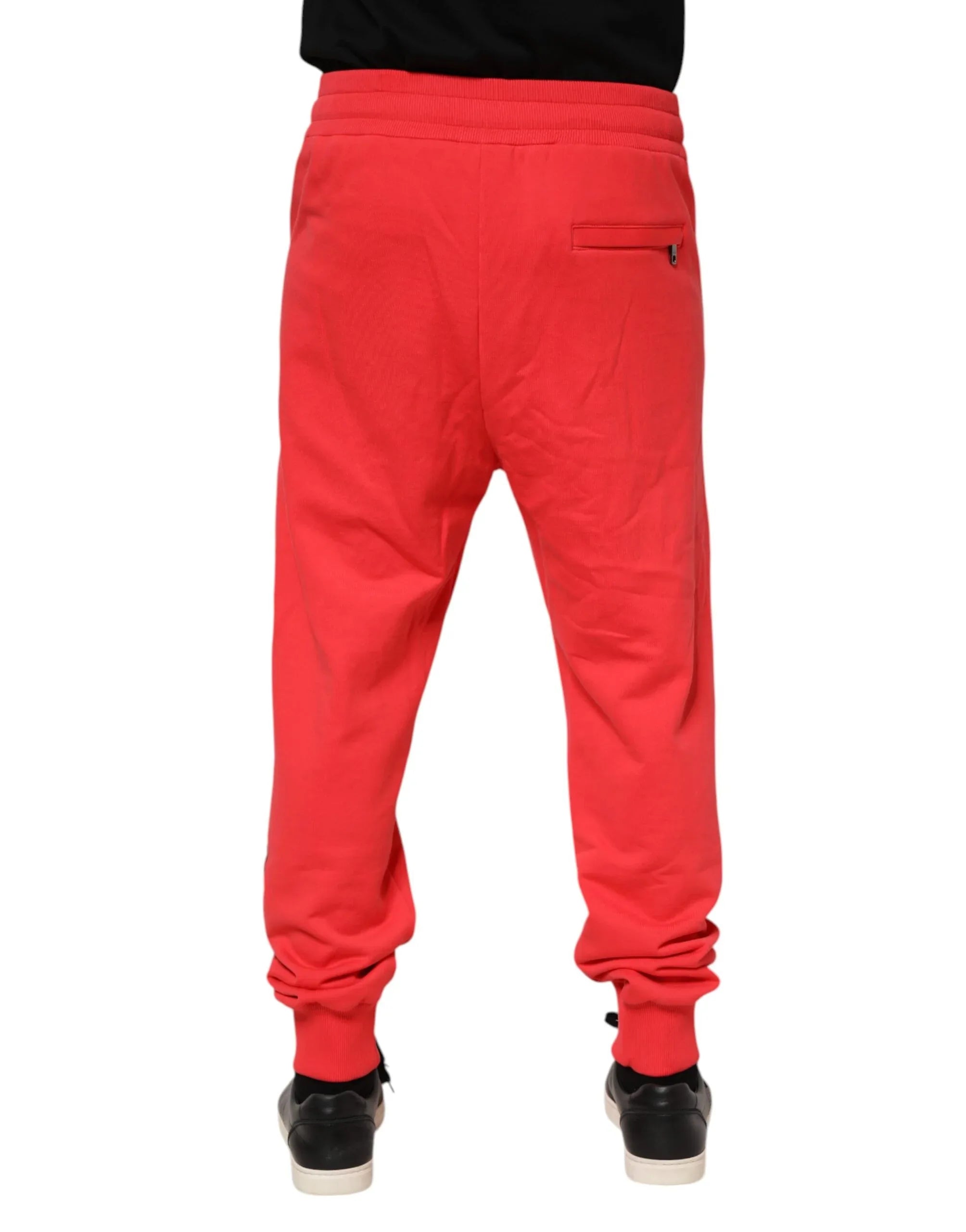 Dolce & Gabbana Red Cotton Men Jogger Sweatpants Pants - Zeiniez