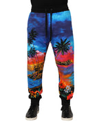 Dolce & Gabbana Blue Hawaiian Print Jogger Sweatpants Pants - Zeiniez