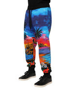 Dolce & Gabbana Blue Hawaiian Print Jogger Sweatpants Pants - Zeiniez