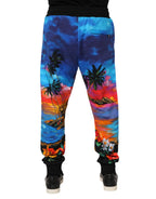 Dolce & Gabbana Blue Hawaiian Print Jogger Sweatpants Pants - Zeiniez