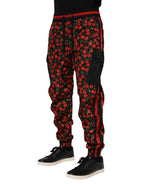 Dolce & Gabbana Black Red Cherry Print Men Sweatpants Pants - Zeiniez