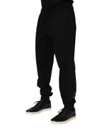 Dolce & Gabbana Black Cotton Men Jogger Sweatpants Pants - Zeiniez