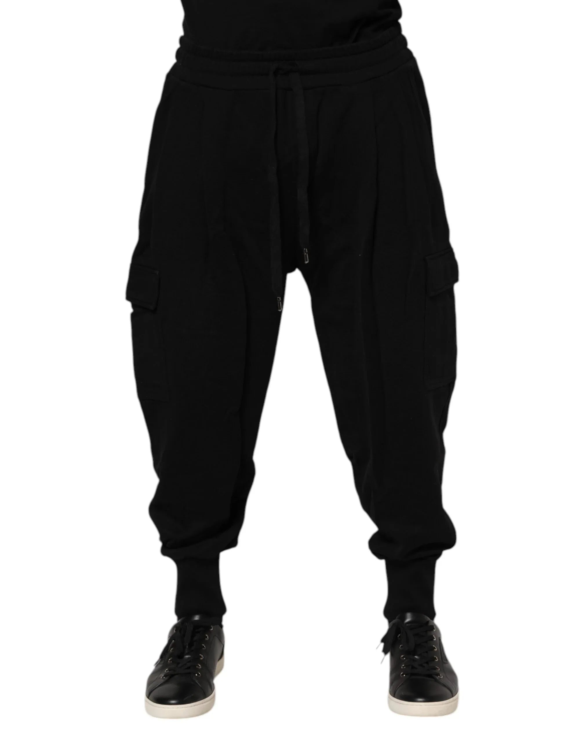 Dolce & Gabbana Black Cotton Logo Jogger Sweatpants Pants - Zeiniez