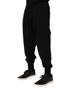 Dolce & Gabbana Black Cotton Logo Jogger Sweatpants Pants - Zeiniez