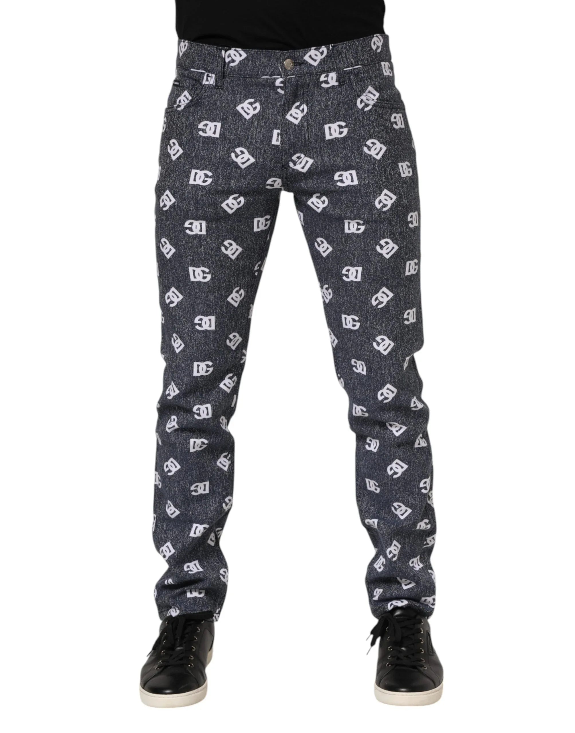 Dolce & Gabbana Dark Gray Logo Cotton Skinny Slim Denim Jeans - Zeiniez