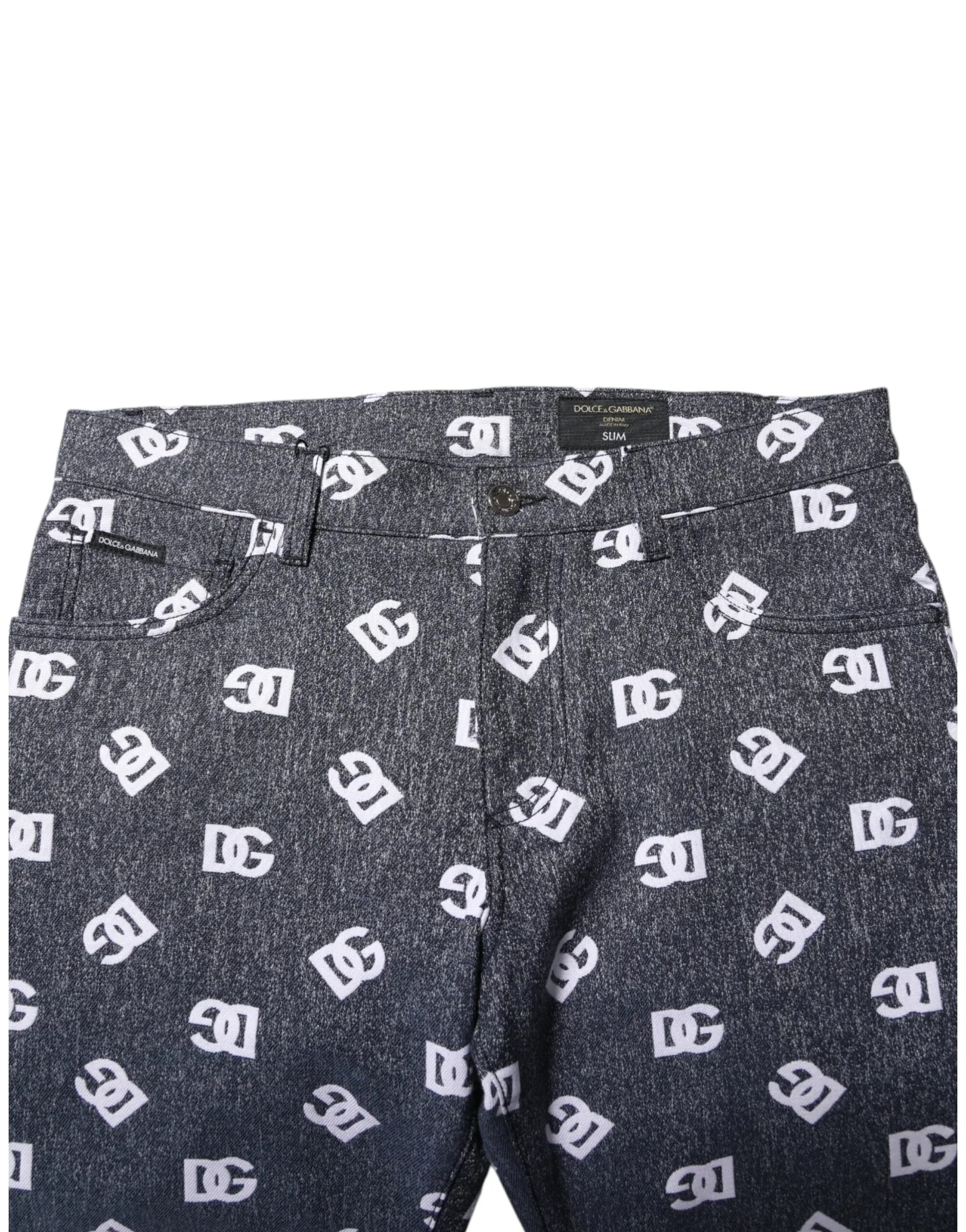 Dolce & Gabbana Dark Gray Logo Cotton Skinny Slim Denim Jeans - Zeiniez