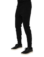 Dolce & Gabbana Black Cotton Men Jogger Sweatpants Pants - Zeiniez
