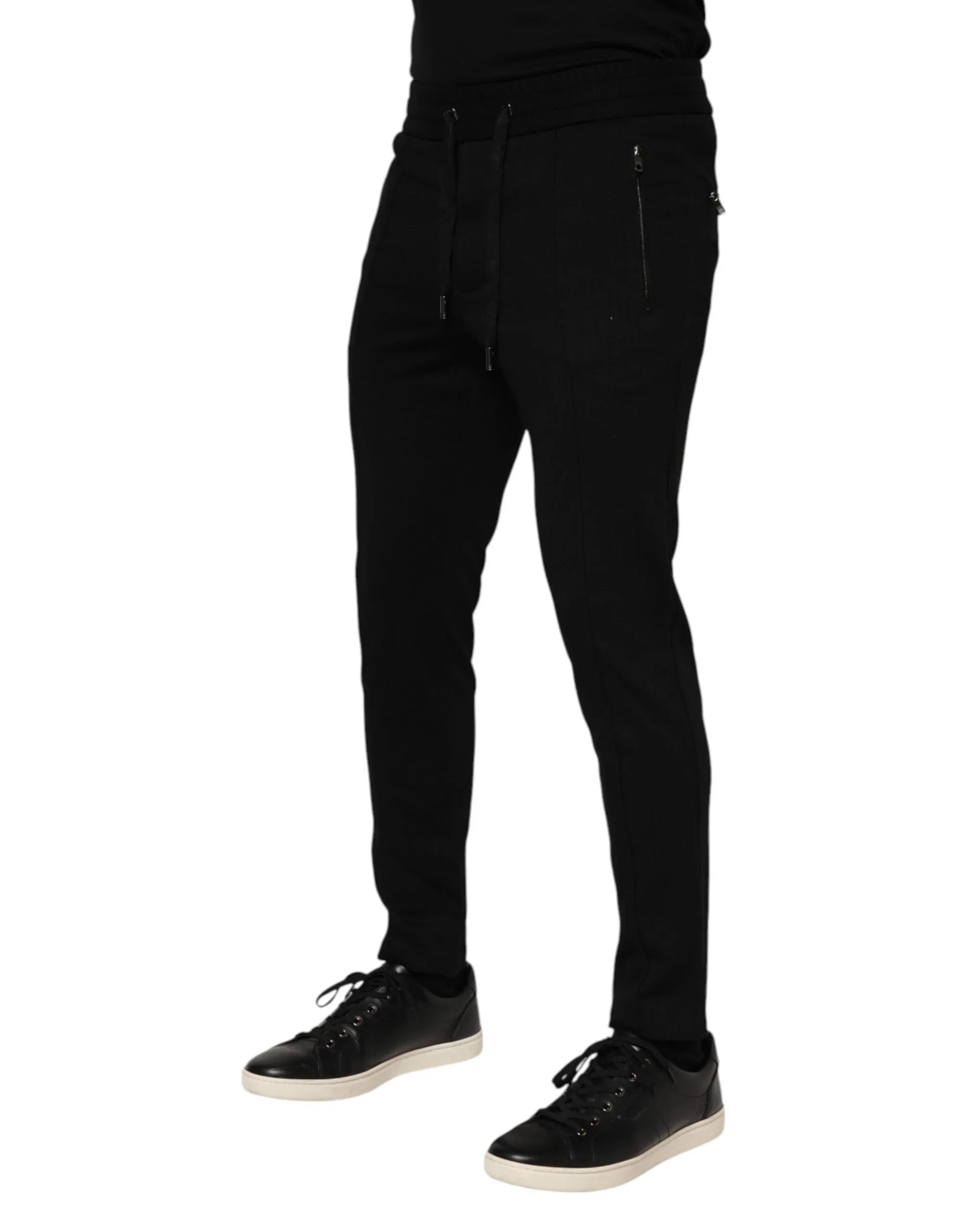 Dolce & Gabbana Black Viscose Drawstring Men Jogger Pants - Zeiniez