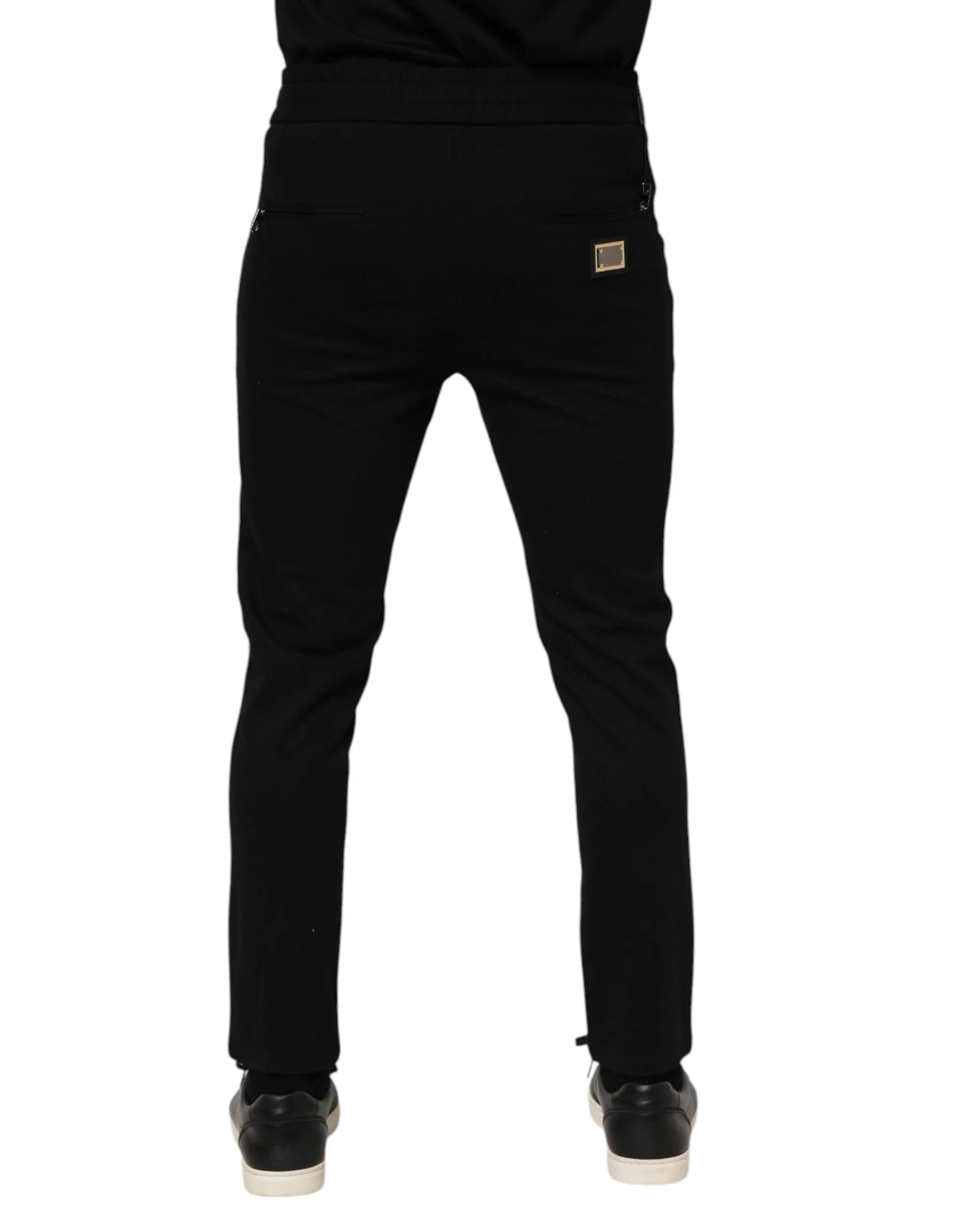 Dolce & Gabbana Black Viscose Drawstring Men Jogger Pants - Zeiniez