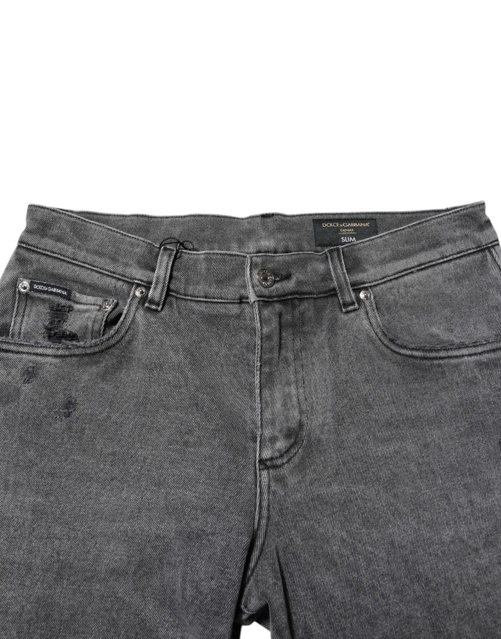 Dolce & Gabbana Gray Cotton Logo Plaque Denim Jeans - Zeiniez