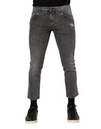 Dolce & Gabbana Gray Cotton Logo Plaque Men Denim Jeans - Zeiniez