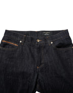 Dolce & Gabbana Dark Blue Cotton Logo Plaque Men Denim Jeans - Zeiniez