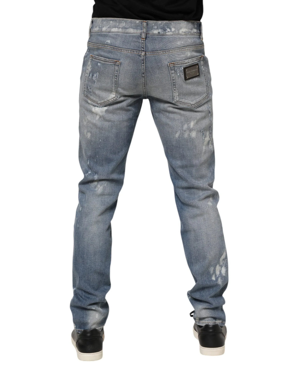 Dolce & Gabbana Blue Cotton Tattered Slim Fit Men Denim Jeans - Zeiniez