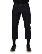 Dolce & Gabbana Dark Blue Cotton Logo Slim Fit Men Denim Jeans - Zeiniez