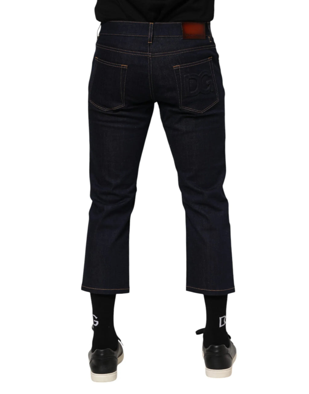 Dolce & Gabbana Dark Blue Cotton Logo Slim Fit Men Denim Jeans - Zeiniez