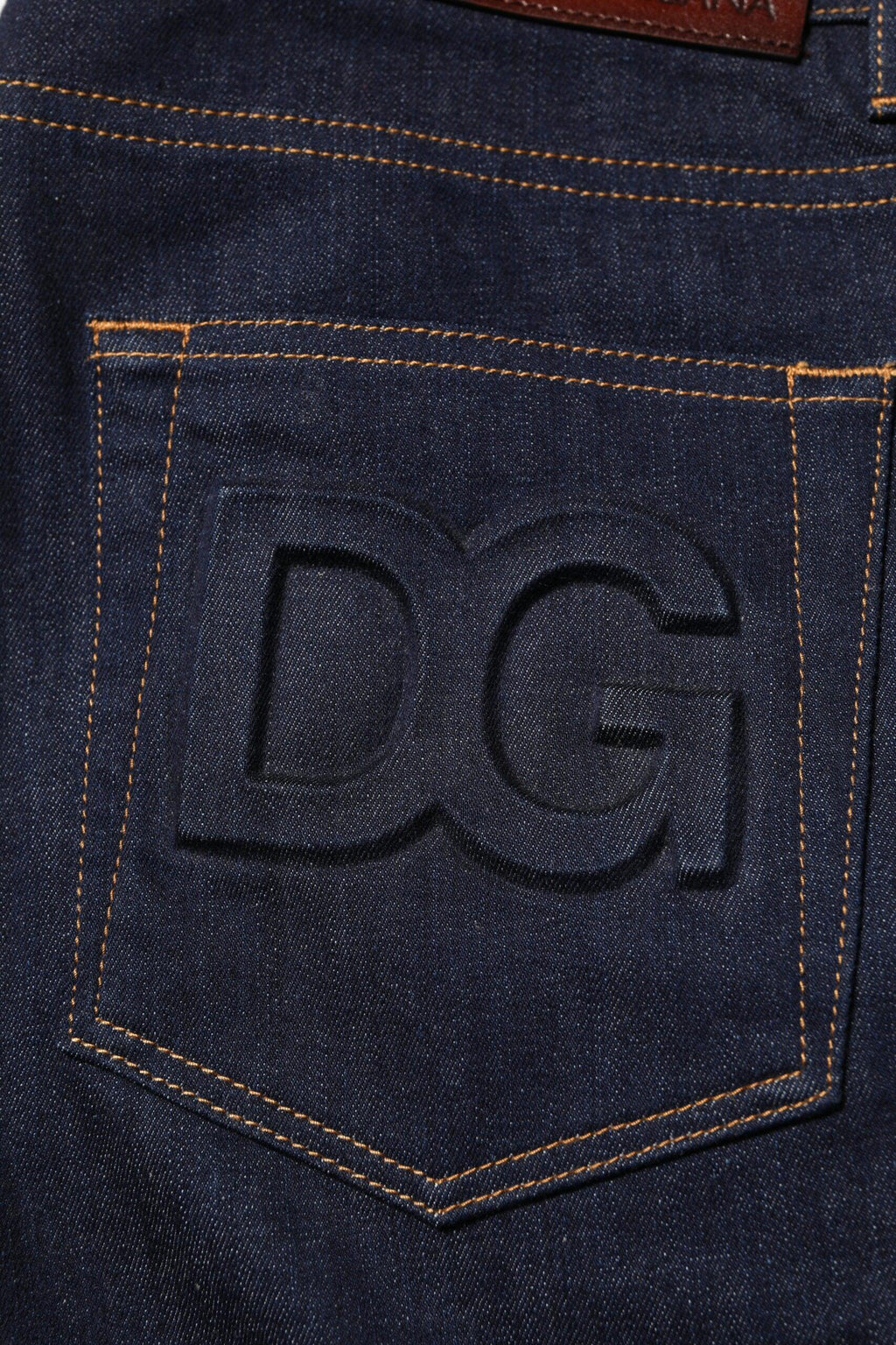 Dolce & Gabbana Dark Blue Cotton Logo Slim Fit Men Denim Jeans - Zeiniez