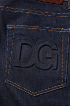 Dolce & Gabbana Dark Blue Cotton Logo Slim Fit Men Denim Jeans - Zeiniez