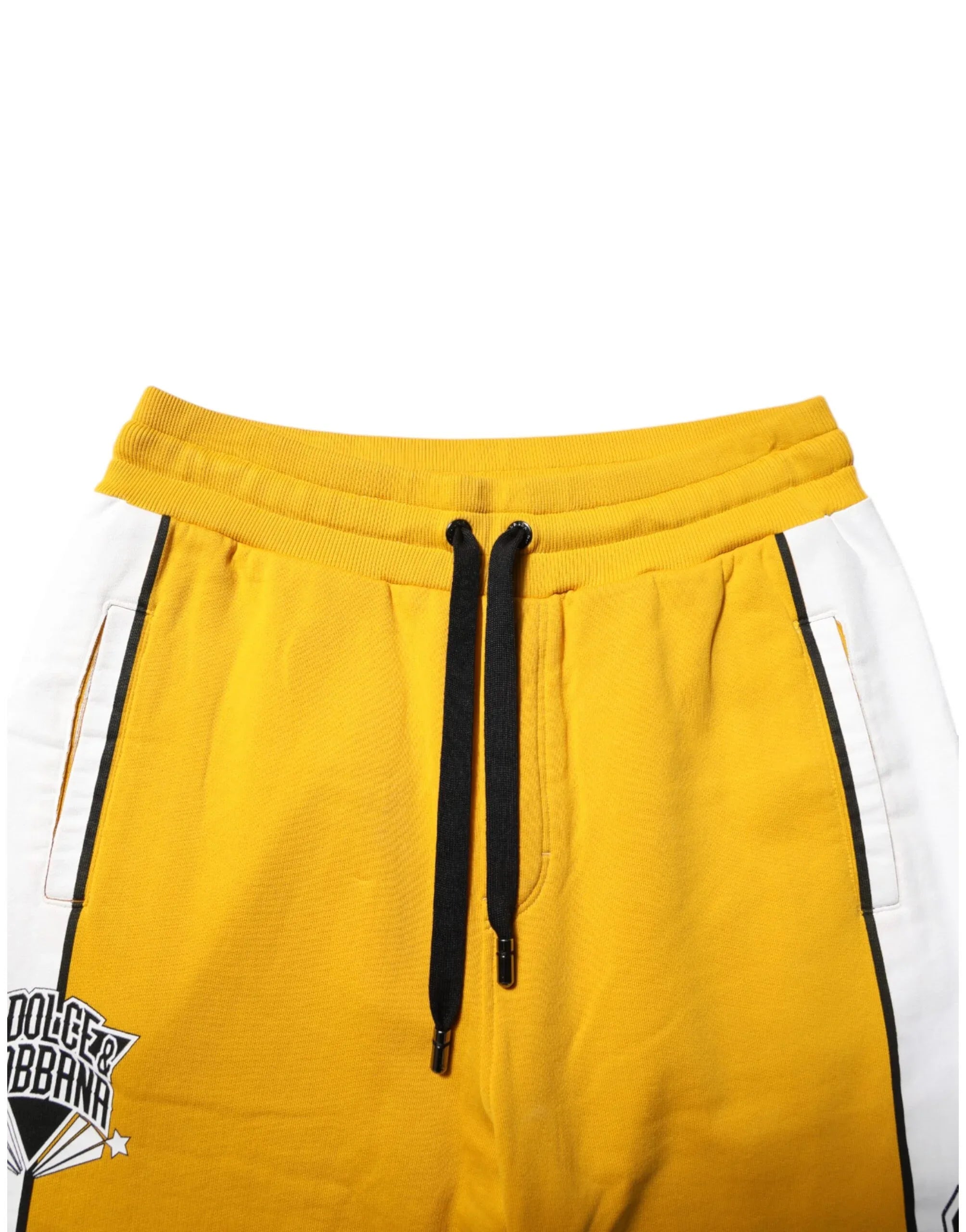 Dolce & Gabbana Yellow Print Cotton Drawstring Jogger Pants - Zeiniez